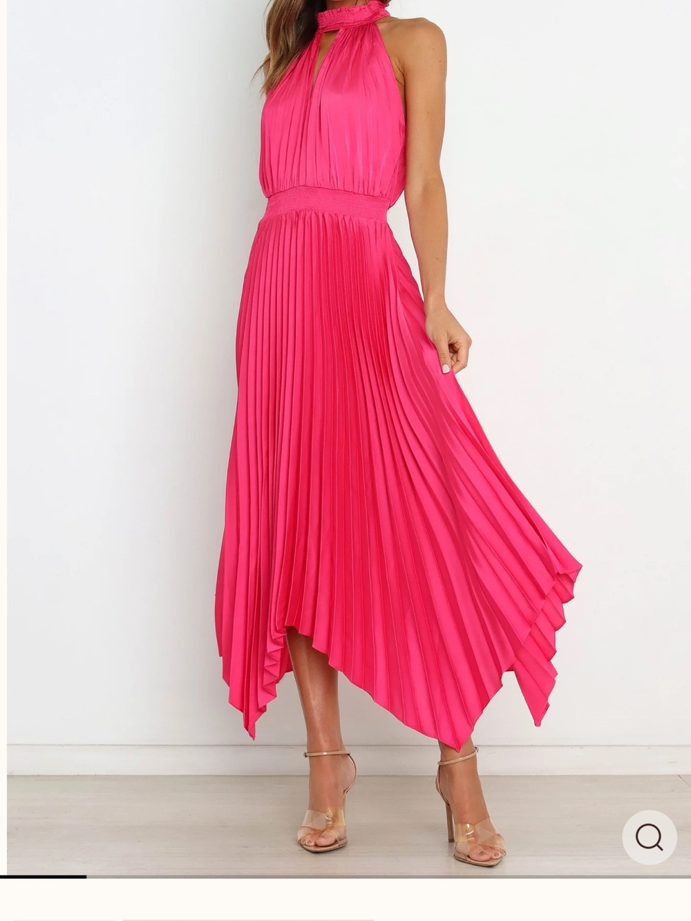 Petal & Pup Hot Pink Pleated Midi Dress